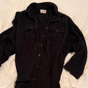 Aerie Black Waffle Knit Top